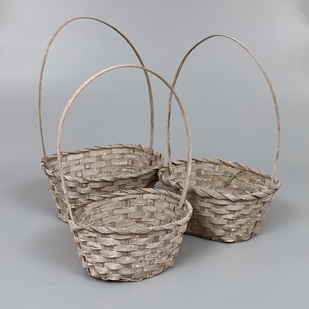 Корзины из бамбука 27*21*10*38, 24*19*10*36, 22*18*10*34, 3шт, овал, натуральный-патин