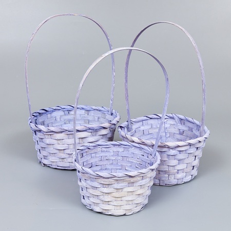 Корзины из бамбука 21*10*36, 18*10*34, 16*10*32, 3шт, круг, сиреневый