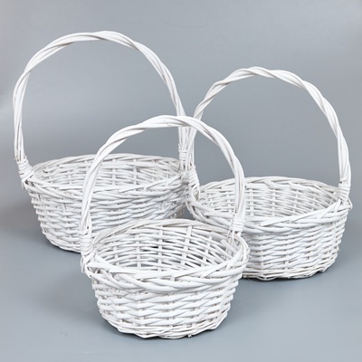 Корзины из ивы 31*13,5*36*B24, 26*11,5*31*B20, 20*10,5*26*B16, 3шт, S. круг, белый