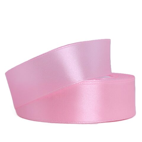 Лента атлас 2,5см х 25ярд розовый пастель (004)