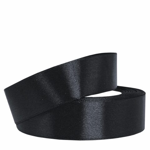 Лента атлас 2,5см х 25ярд черный (039)