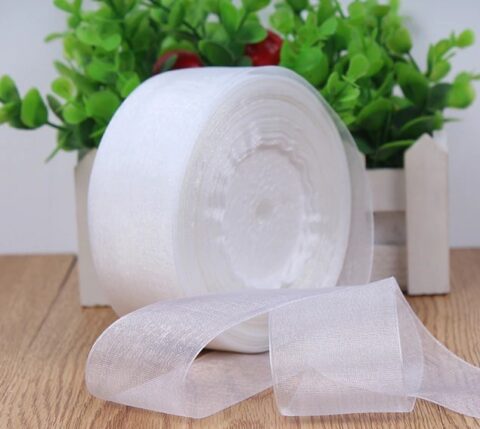 Лента органза 25мм*25ярд, белый (1001)