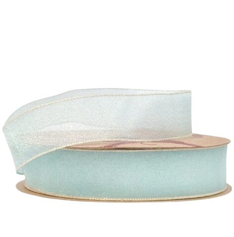 Лента декоративная однотонная 25mm*10 ярд аквамарин