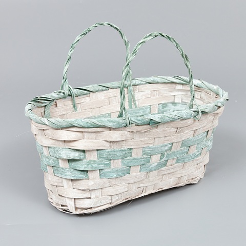 Корзина из бамбука 25*18*11*19, овал, мятный