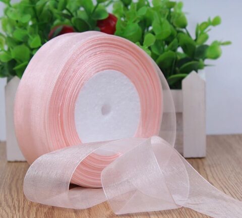 Лента органза 40мм*25ярд, пудровый (1007)