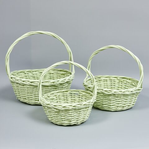 Корзины из ивы 35*35*14*35, 30*30*12.5*30, 25*25*11*25, 3шт, круг, мятный