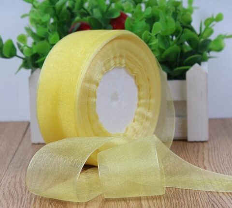 Лента органза 25мм*25ярд, лимонный (1075)