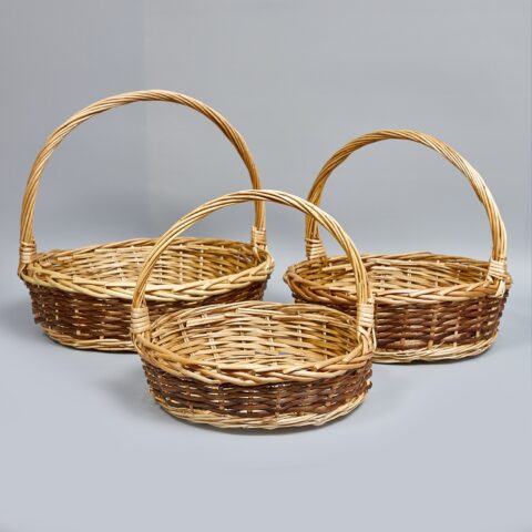 Корзины из ивы 47*39*13,5*43, 40*34*12*37, 36*30,5*11*33, 3шт, круг, натуральный/корчневый