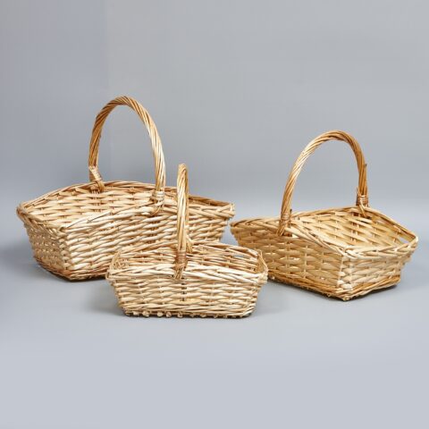 Корзины из ивы 40*28*15*12*35, 33*25*14*10*30, 29*20*11*8*25, 3шт, квадрат, натуральный