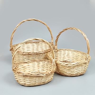 Корзины из ивы 43*36*15*40, 38*32*14*37, 33*27*11*32, 3шт, овал, натуральный