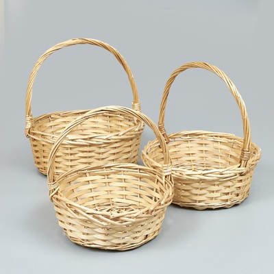 Корзины из ивы 38*30*14*39, 33*26*12*34, 28*21*10,5*28, 3шт, круг, натуральный