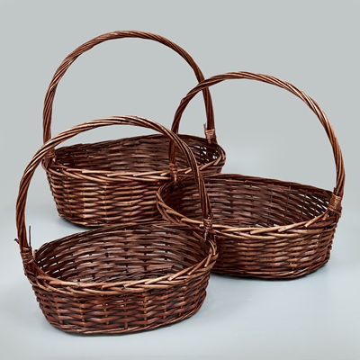 Корзины из ивы 51*41*43*32*15*45, 45*35*37*27*13*41, 37*29*31*22*12*35, 3шт, овал, коричневый