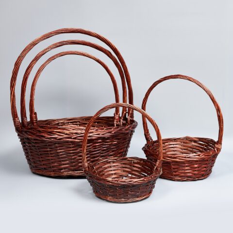 Корзины из ивы 55*20*60, 48*18*55, 40*15,5*50, 34*13,5*45, 29*11,5*40, 5шт, круг, коричневый