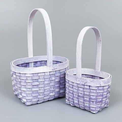 Корзины из бересты (секвойя) 22*17*12,5/32,5, 16*12*12/27, 2шт, овал, фиолетовый