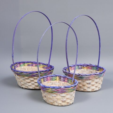 Корзины из бамбука 22*18*10*34, 24*19*10*36, 27*1*10*38, 3шт, овал, фиолетовый