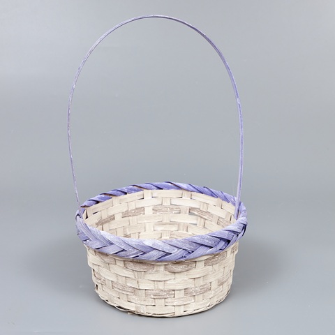 Корзина из бамбука 21*10*34, круг, сиреневый