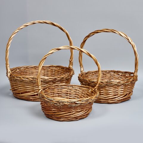 Корзины из ивы 42*16*42*33, 35*14*36*28, 28,5*12*31*23, круг, 3шт, натуральный