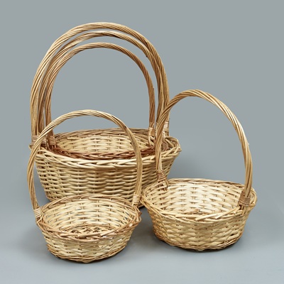 Корзины из ивы 55*20*60, 48*18*55, 40*15, 5*50, 34*13, 5*45, 29*11, 5*40, 5шт, круг, натуральный