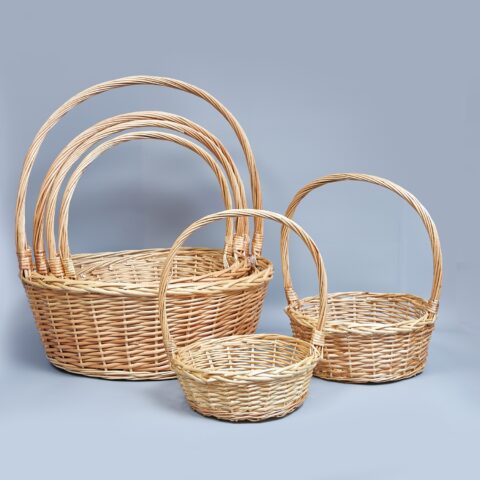 Корзины из ивы 70*25*75, 60*22*65, 55*20*60, 48*18*55, 40*15, 5*50, 34*12*40, 6шт, круг, натуральный