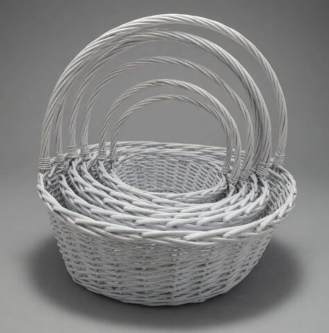 Корзины из ивы 70*25*75, 60*22*65, 55*20*60, 48*18*55, 40*15, 5*50, 34*12*40, 6шт, круг, выбеленный