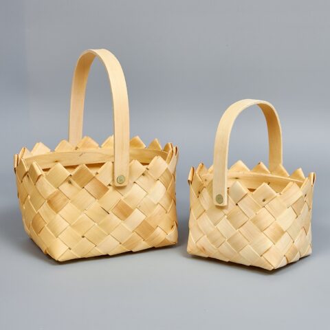 Корзины из бересты (секвойя) 20*18*12,5/22,5, 15,5*13*11/20, 2шт, беленый