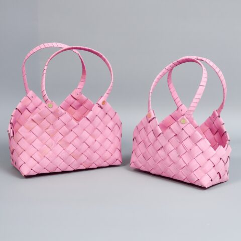Корзины из бересты (секвойя) 31*18*11*13/19/27, 24*17*14*11/17,5/25, 2шт, сумка, светло-розовый