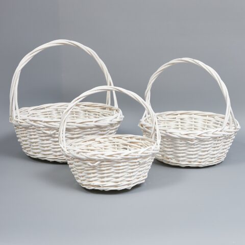Корзины из ивы 35*35*14*35, 30*30*12.5*30, 25*25*11*25, 3шт, круг, белый