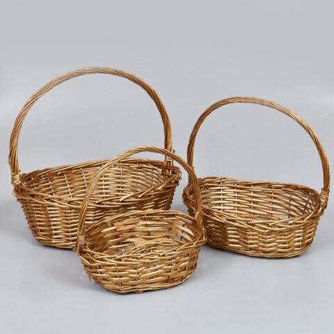 Корзины из ивы 39*31*13*36*; 33*25*11*31; 28*19*10*26, 3шт, овал, золото