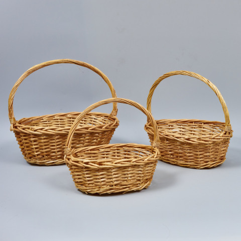 Корзины из ивы 39*31*13*36*; 33*25*11*31; 28*19*10*26, 3шт, овал, натуральный