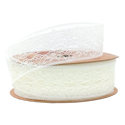 Лента кружевная 40мм*25ярд., шампань