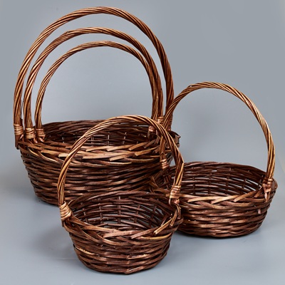 Корзины из ивы 50*18*50, 45*16*45, 38*14*40, 32*12*35, 26*10*30, 5шт, S. круг, коричневый