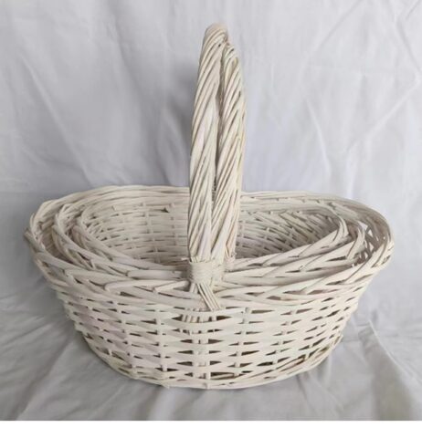 Корзины из ивы 47*37*15*41, 41*31*13*36, 35*26*11*31, 3шт, S. овал, белый