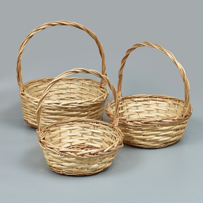 Корзины из ивы 37*14*39 *30, 31*12*33*25, 25*10*27*21, 3шт, овал, натуральный