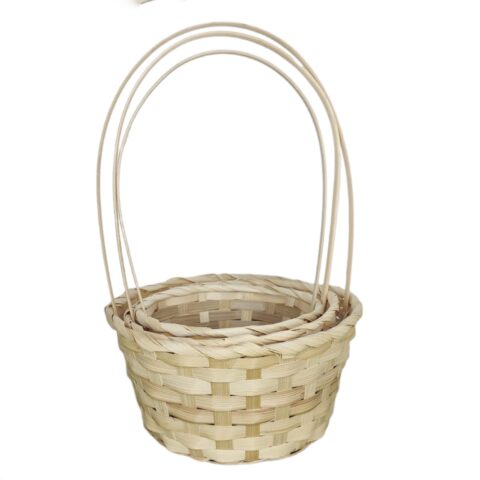 Корзины из бамбука 21*10*36, 18*10*34, 16*10*32, 3шт, круг, натуральный