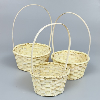 Корзины из бамбука 21*10*36, 18*10*34, 16*10*32, 3шт, круг, медовый