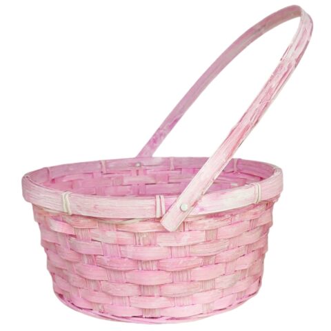 Корзина из бамбука 26*12*30, круг, розовый
