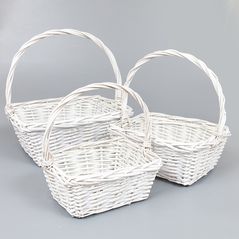 Корзины из ивы 34*26*13*36*27*21, 27*21*12*31*23*17, 23*17*10*26*19*13, 3шт, S. прямоугольник, белый