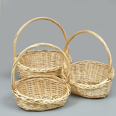 Корзины из ивы 44*34*10*18*44, 38*29*9*16*39, 32*24*8*14*34, 3шт, овал, натуральный