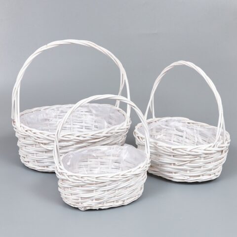 Корзины из ивы 34*26*13*35, 29*22*11,5*30, 24*18*10*25, 3шт, овал, белый