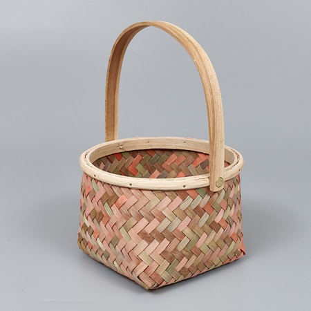 Корзина из бересты (секвойя) 19*12,5/29, круг, розово-серый