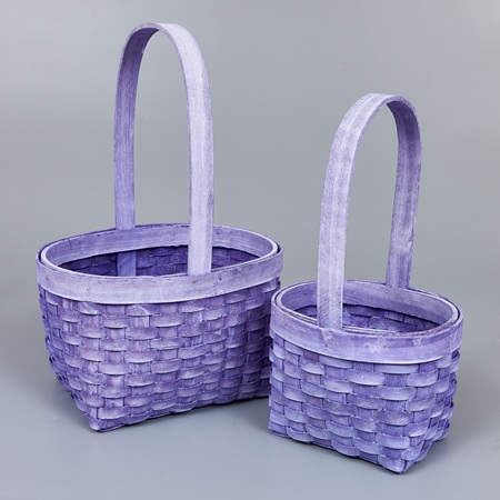 Корзины из бересты (секвойя) 22*17*12,5/32,5, 16*12*12/27, 2шт, овал, сиреневый