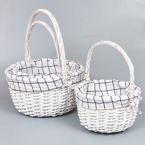 Корзины из ивы 39*21*48; 33*19*42; 28*17*37, 3шт, круг, белый