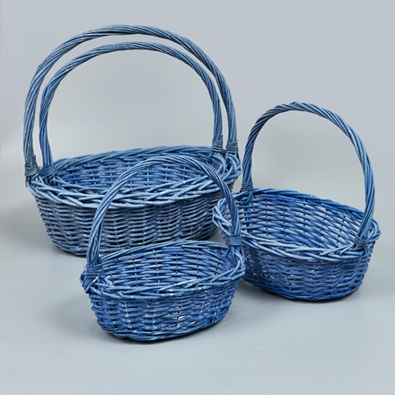 Корзины из ивы 45*35*15, 38*30*13, 33*25*12, 28*20*10, 4шт, овал, сине-голубой