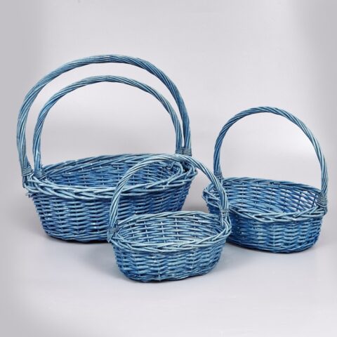Корзины из ивы 45*35*15, 38*30*13, 33*25*12, 28*20*10, 4шт, овал, сине-голубой