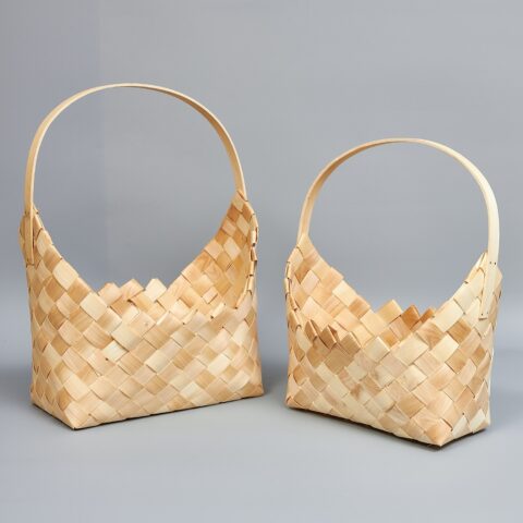Корзины из бересты (секвойя) 34*22*17,5/45,5, 26*18*15,5/38,5, 2шт, сумка, выбеленный