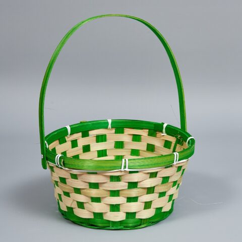 Корзина из бамбука 21*10*24, круг, зеленый