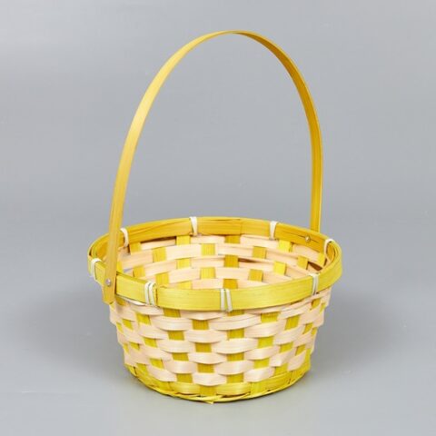 Корзина из бамбука 21*10*24, круг, желтый