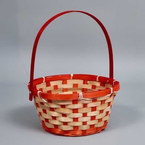 Корзина из бамбука 21*10*24, круг, красный