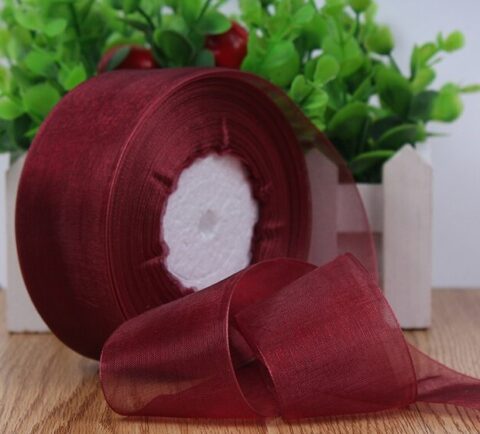 Лента органза 40мм*25ярд, марсала (1048)
