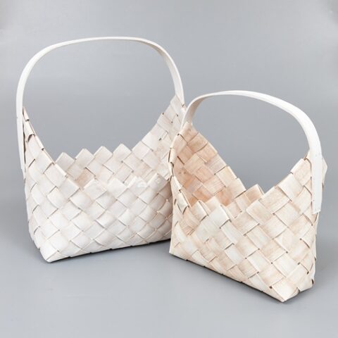 Корзины из бересты (секвойя) 26*18*15,5/38,5, 23*15*13/30,5, 2шт, сумка, белый